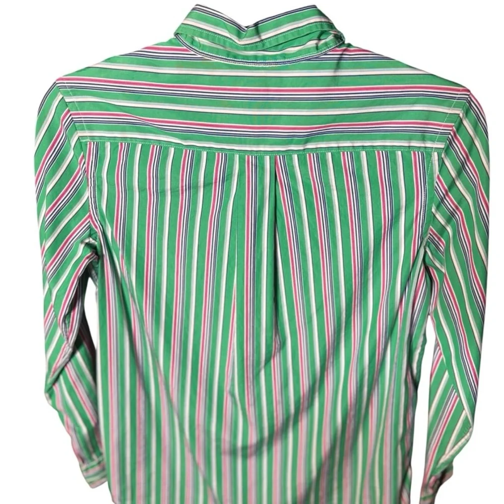Ralph Lauren Boy’s‎ Striped Button-Up Shirt – Size 14/16 – Preppy Cotton Green